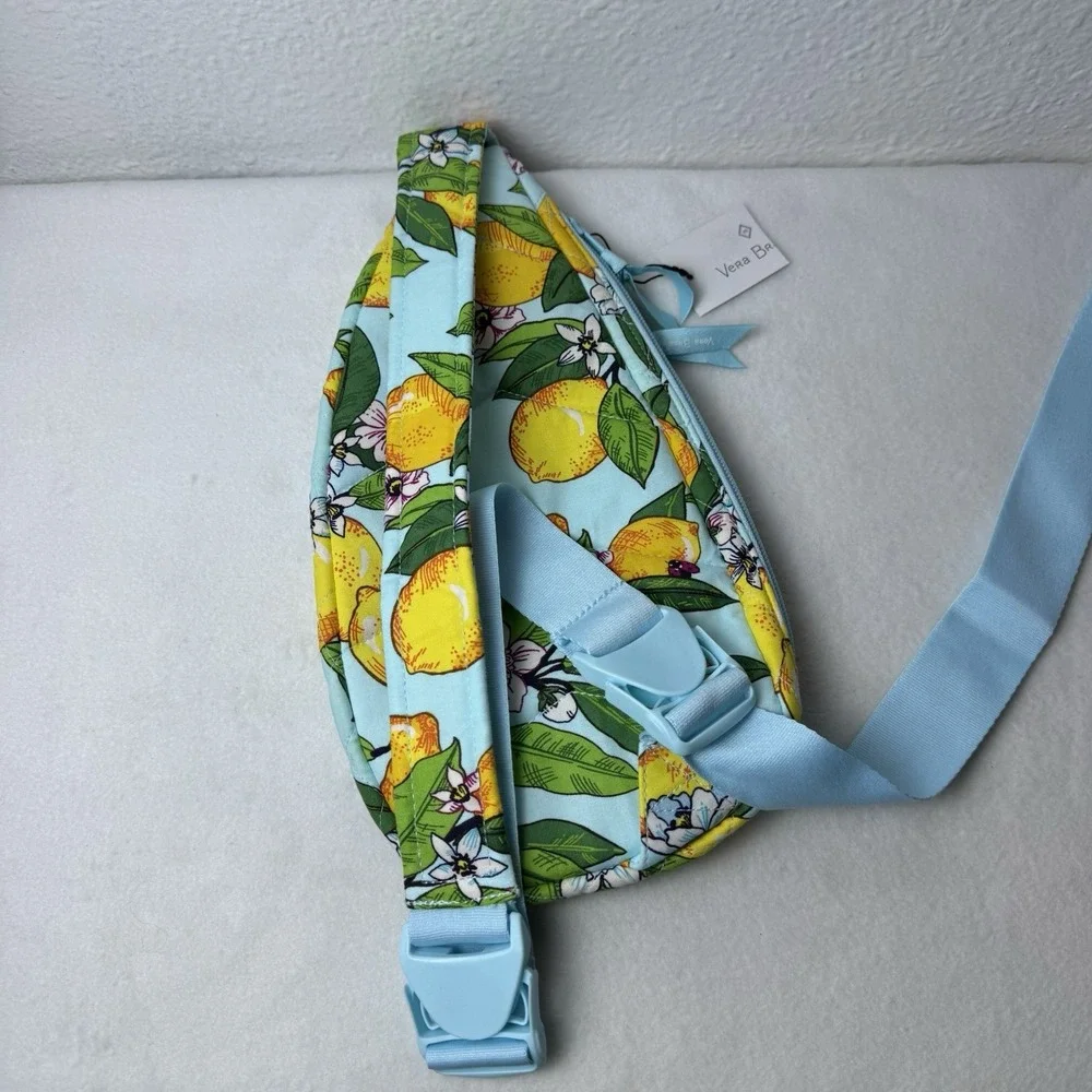 New Vera Bradley Essential Compact Sling Backpack Lemon Grove Bag Travel Blue